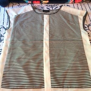 The Limited Silky White And Grey Blouse Top